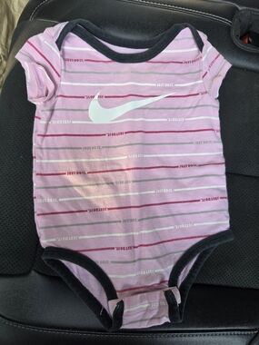 Nike Baby 12M  Pink Striped Short-Sleeve Top Onesie